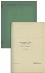 Moe Howards 25pp. Script for the Stooges 1952 Film Three Dark Horses -- Signed by Moe on Cover & With His Edits, Some Signed -- Plus 12pp. of Script Changes, Call Sheets, Shot Lists -- Very Good